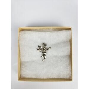 Vintage Sterling Silver Angel Pin Brooch Religious Gothcore Friendly Jewelry